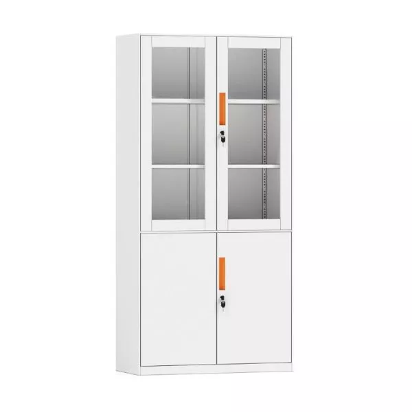 ארונית 4 דלתות בשילוב דלתות זכוכית כולל נעילות